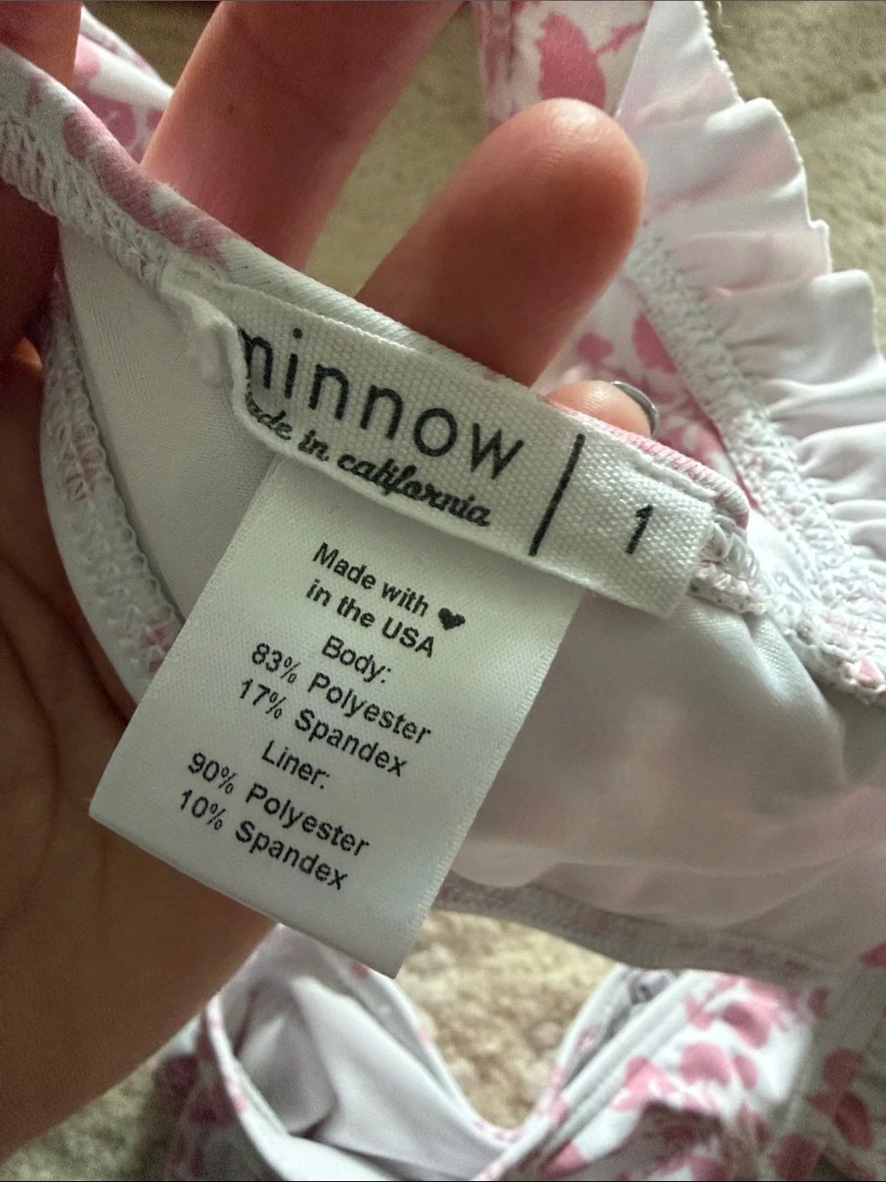 Minnow Pink Floral Ruffled Bikini Bottoms Size 1